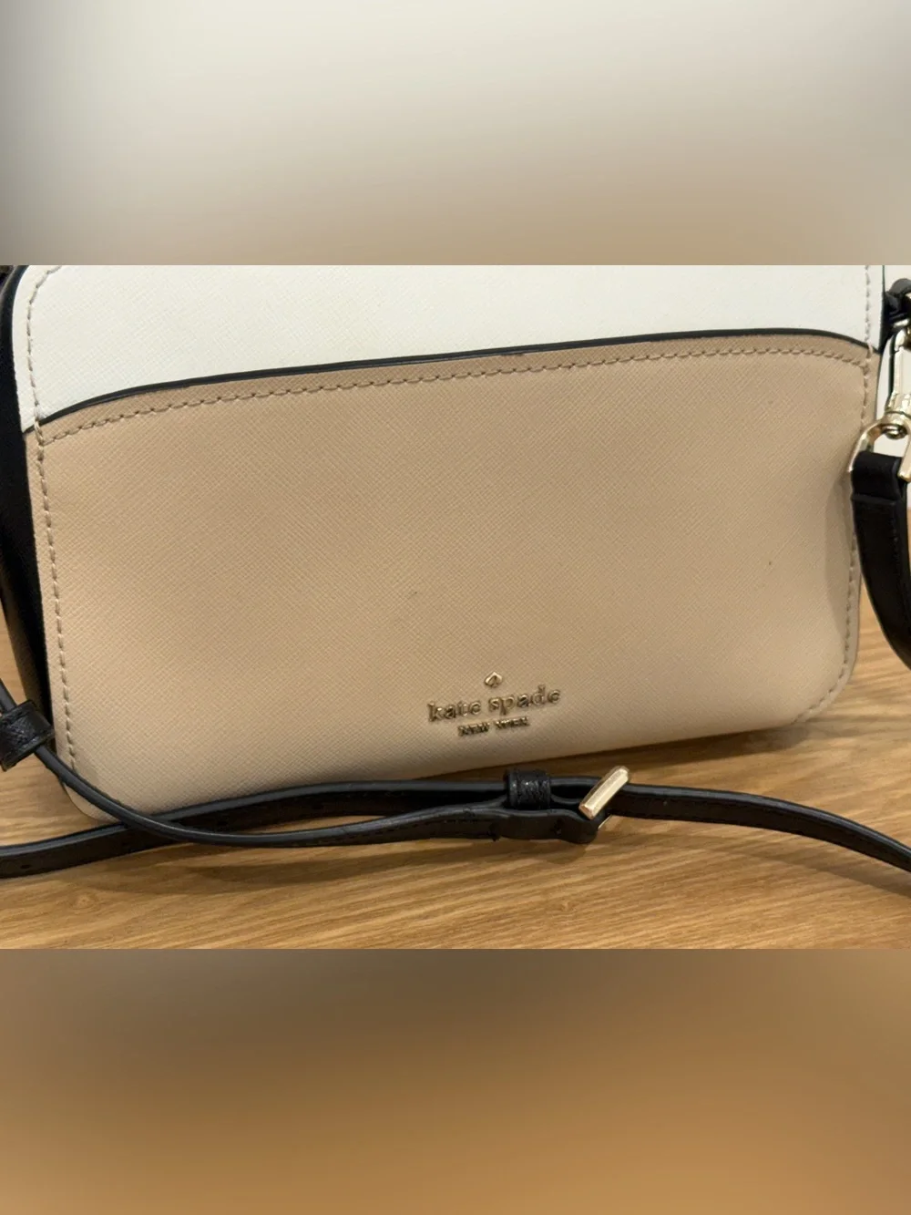 kate spade Beige, White and Black Colorblock Crossbody